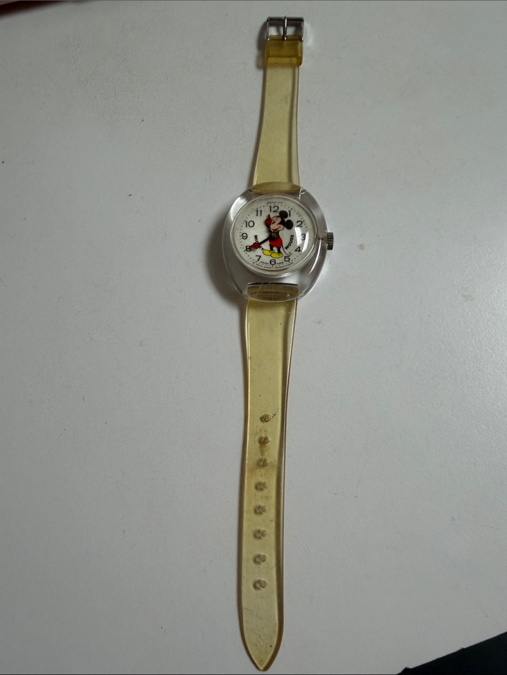Walt Disney Productions Bradley Swiss made Mickey Mouse Yellow Black Red Watch